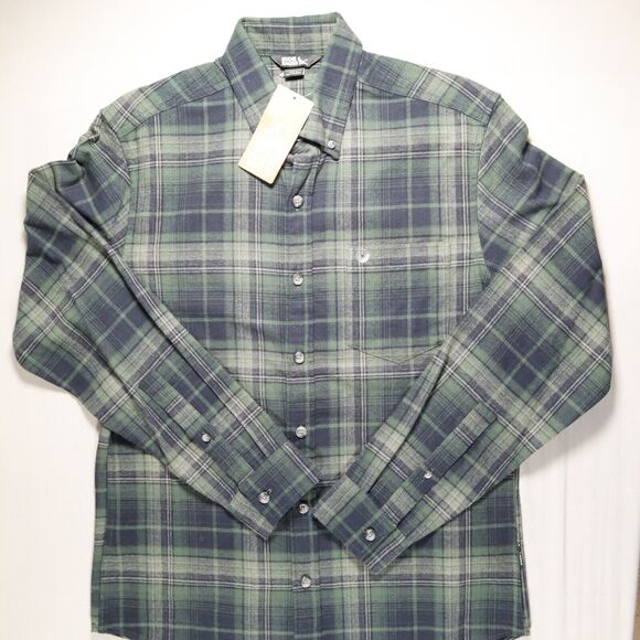 Eddie Bauer Field Flannel Shirt Mens Size Small Green Plaid Long Sleeve Button - Picture 1 of 12